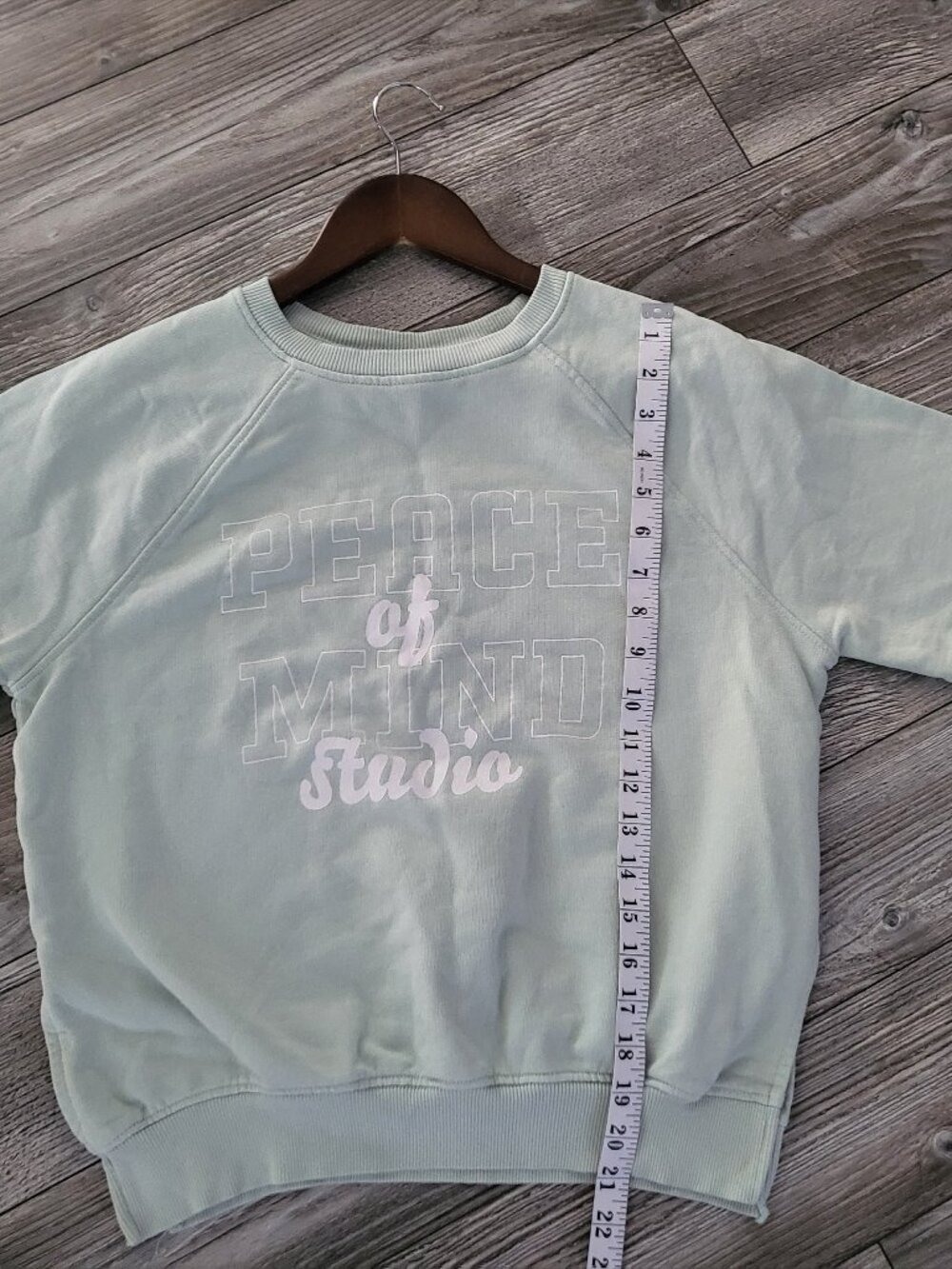 Short Sleeve Sweatshirt Green M Peace of Mind Studio - Picture 4 of 9